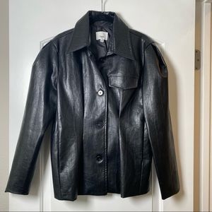 Frankie Shop Black Faux Leather Shirt Jacket